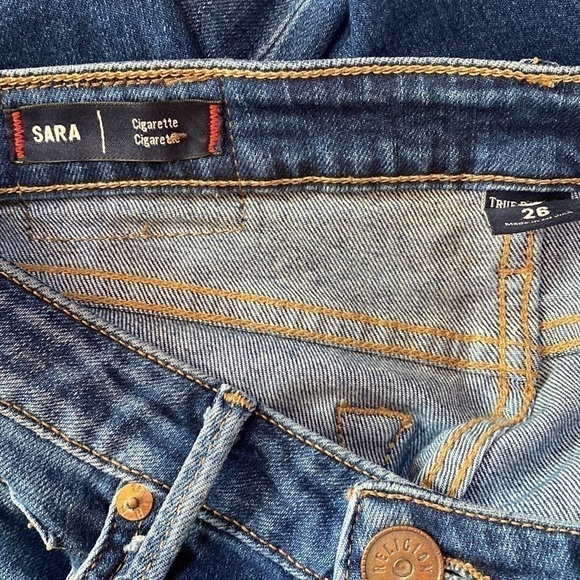 𝅺TRUE Religion Blue Sara Cigarette Jeans Size 26 - Picture 14 of 14
